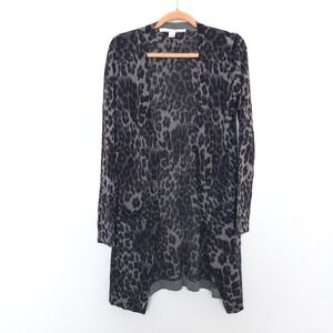 Diane von Furstenberg Womens Cardigan Size S Gray Black Leopard Cozy Casual Chic